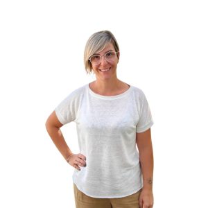 T-shirt Oversize donna in canapa manica corta - Bianca