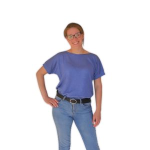 T-shirt Oversize donna in canapa manica corta - Blu