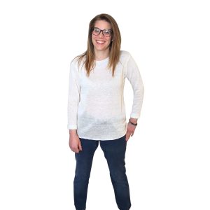 T-shirt donna in canapa manica lunga - Bianca