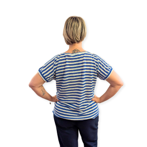 retro maglietta in canapa a righe blu