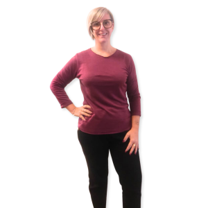 maglia trekking in canapa bordeaux