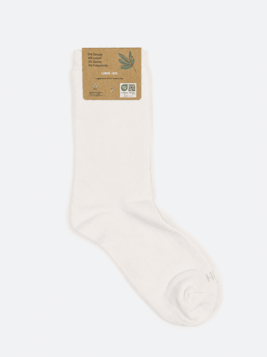 calzino canapa bianco retro h 25