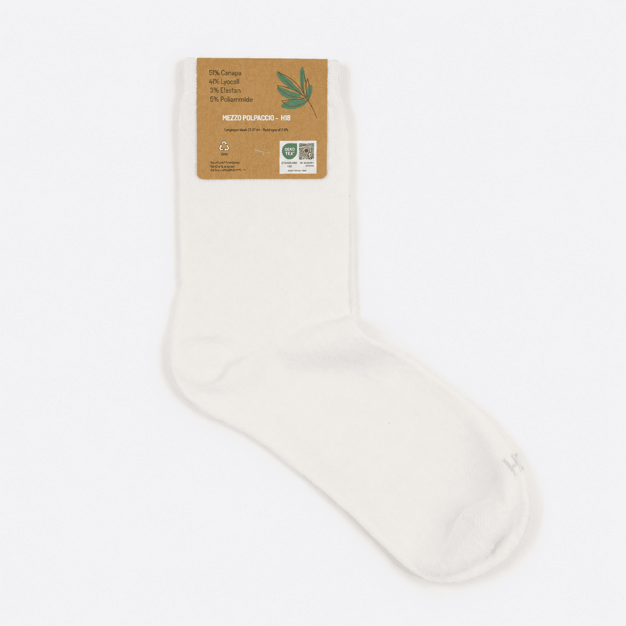 calzino canapa bianco retro h18