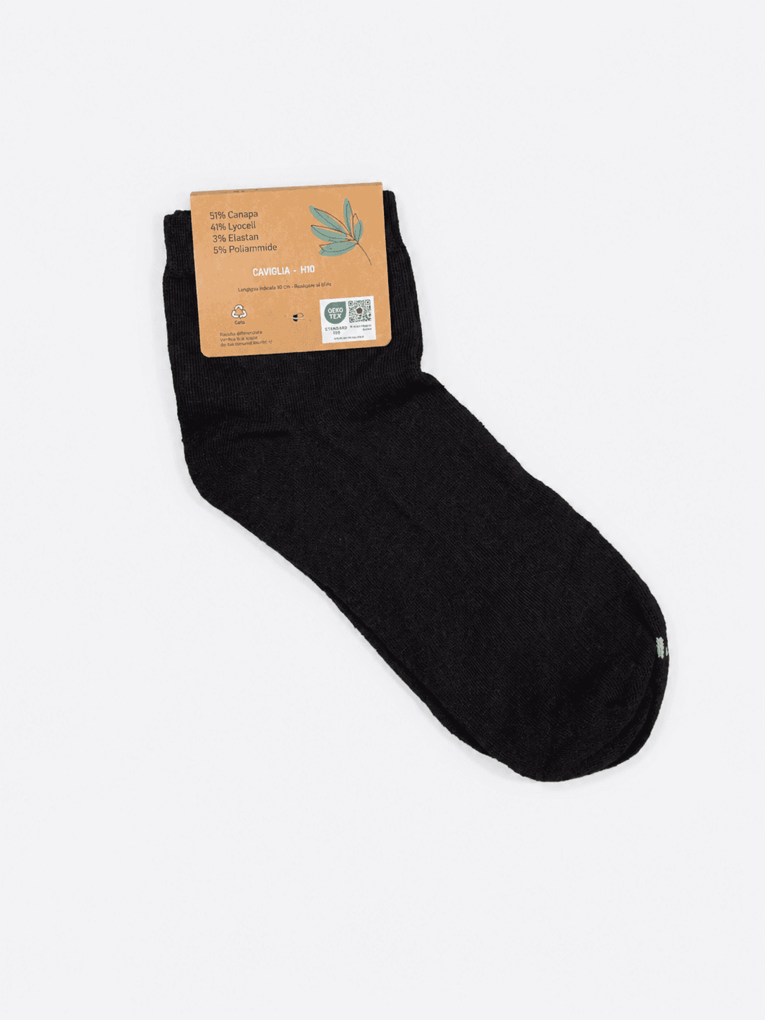 calzino canapa corto nero retro