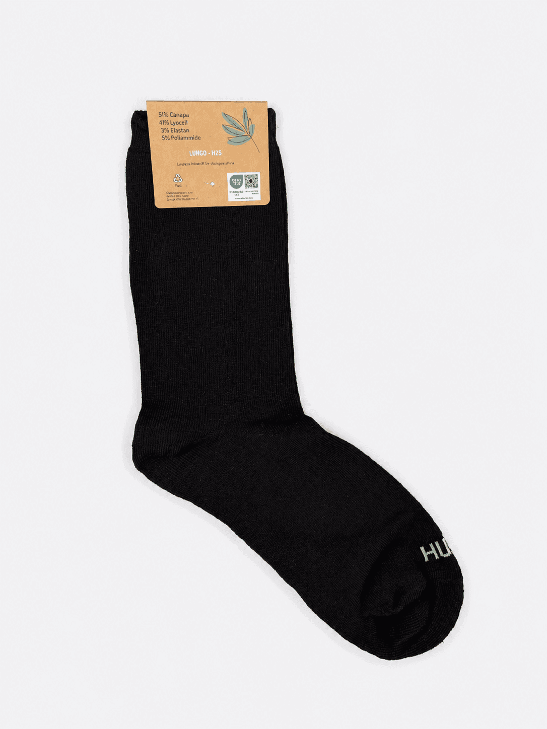 calzino canapa lungo nero retro
