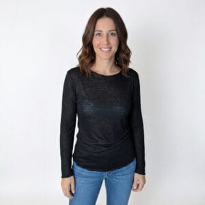 Maglia tecnica donna in canapa 100% manica lunga traspirante Active Hemp Hupi - nera