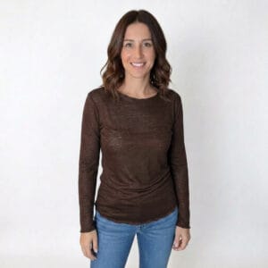 Maglia tecnica donna in canapa 100% manica lunga traspirante Active Hemp Hupi - marrone