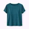 Maglietta in canapa donna blu ottanio vestibilità oversize Hupi, abbigliamento sostenibile e termoregolante.