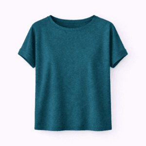 Maglietta in canapa donna blu ottanio vestibilità oversize Hupi, abbigliamento sostenibile e termoregolante.