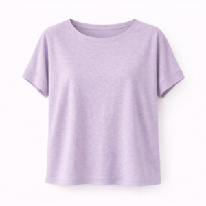 Maglietta in canapa donna lilla vestibilit&agrave; oversize Hupi, abbigliamento sostenibile e termoregolante.