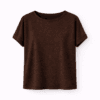 Maglietta in canapa donna marrone vestibilità oversize Hupi, abbigliamento sostenibile e termoregolante.