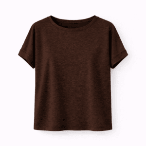 Maglietta in canapa donna marrone vestibilità oversize Hupi, abbigliamento sostenibile e termoregolante.
