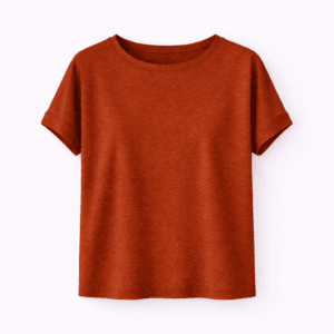 Maglietta in canapa donna ruggine vestibilità oversize Hupi, abbigliamento sostenibile e termoregolante.
