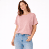 T-shirt donna in canapa 100% naturale colore rosa modello oversize Hupi, tessuto traspirante e sostenibile.