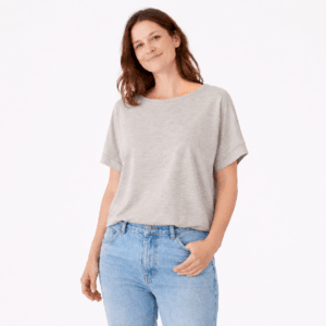 t shirt canapa donna oversize grigio perla