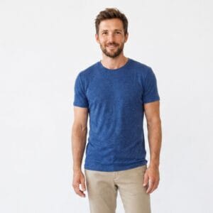 t shirt canapa uomo blu fronte