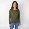 t shirt manica lunga donna in canapa colore verde oliva