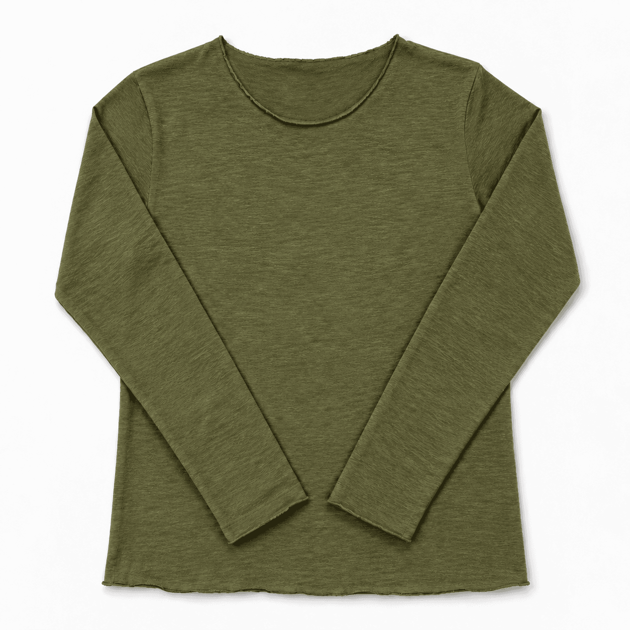 t shirt manica lunga donna in canapa colore verde oliva