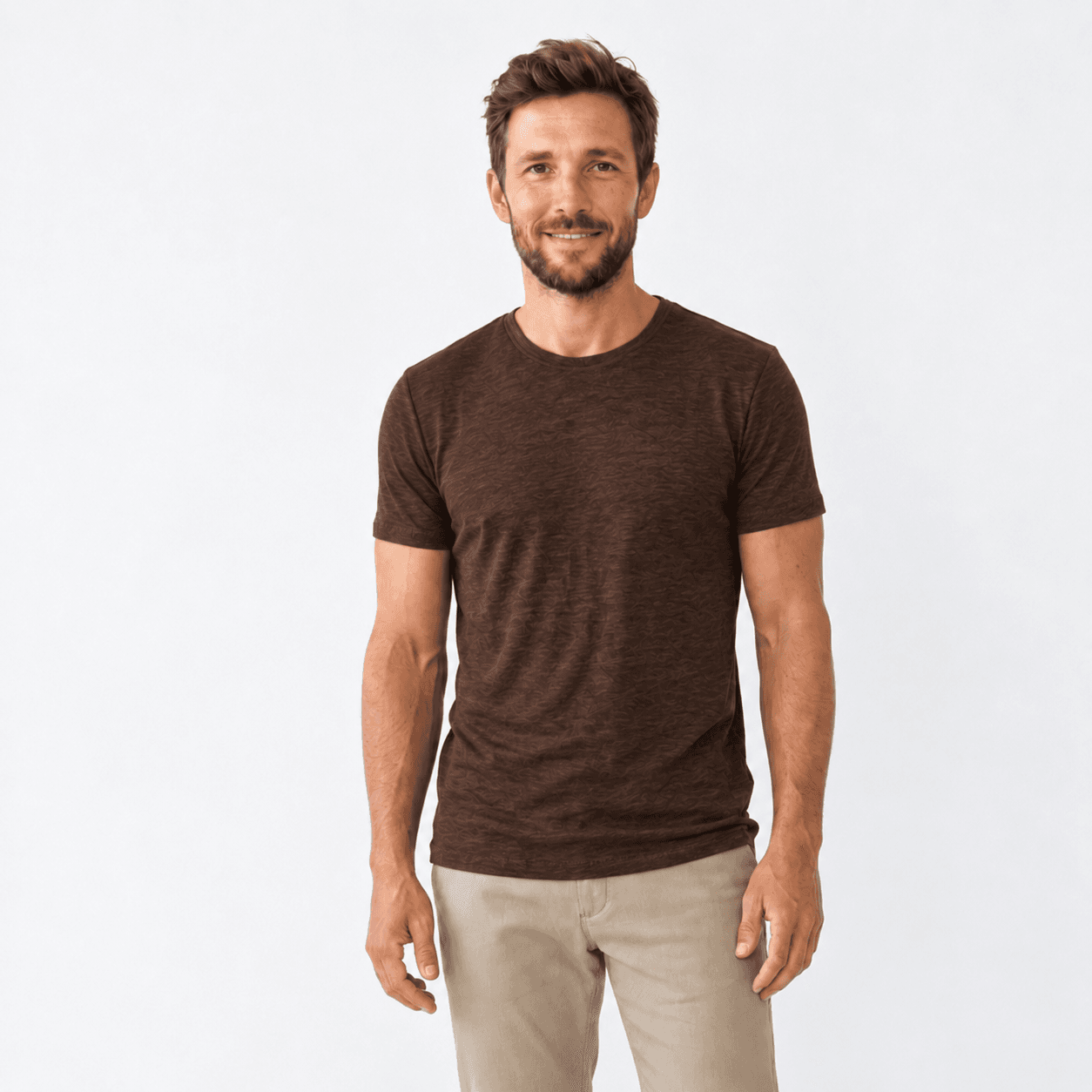 t shirt uomo in canapa chocolate front